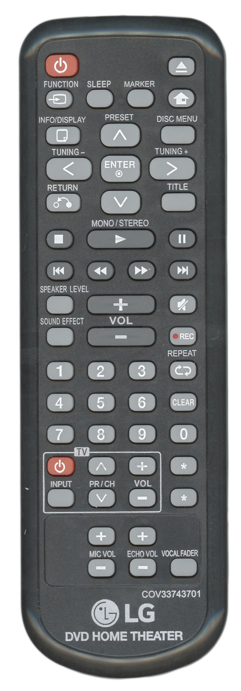 LG COV33743701 Home Theater Remote Control