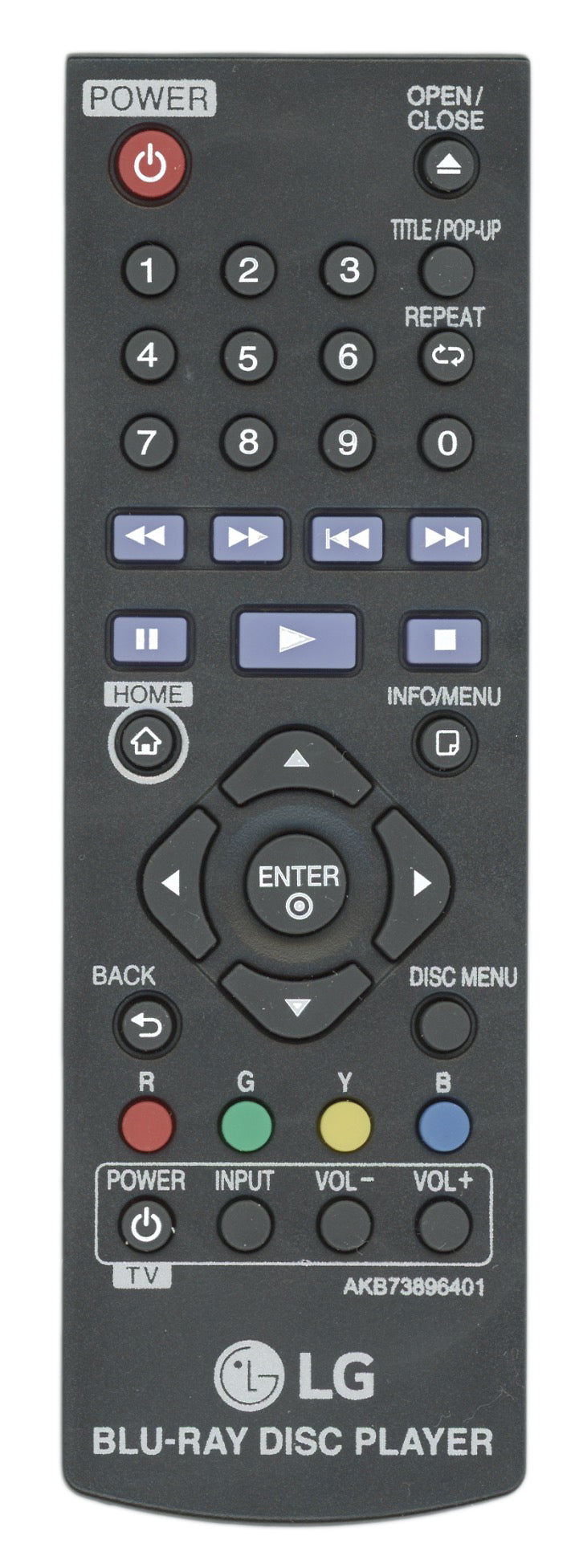 LG AKB73896401 Blu-ray Remote Control