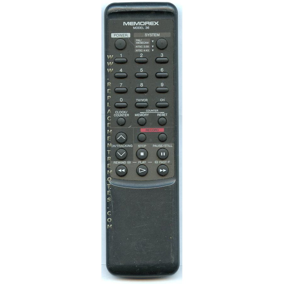 Memorex MODEL36 VCR Remote Control