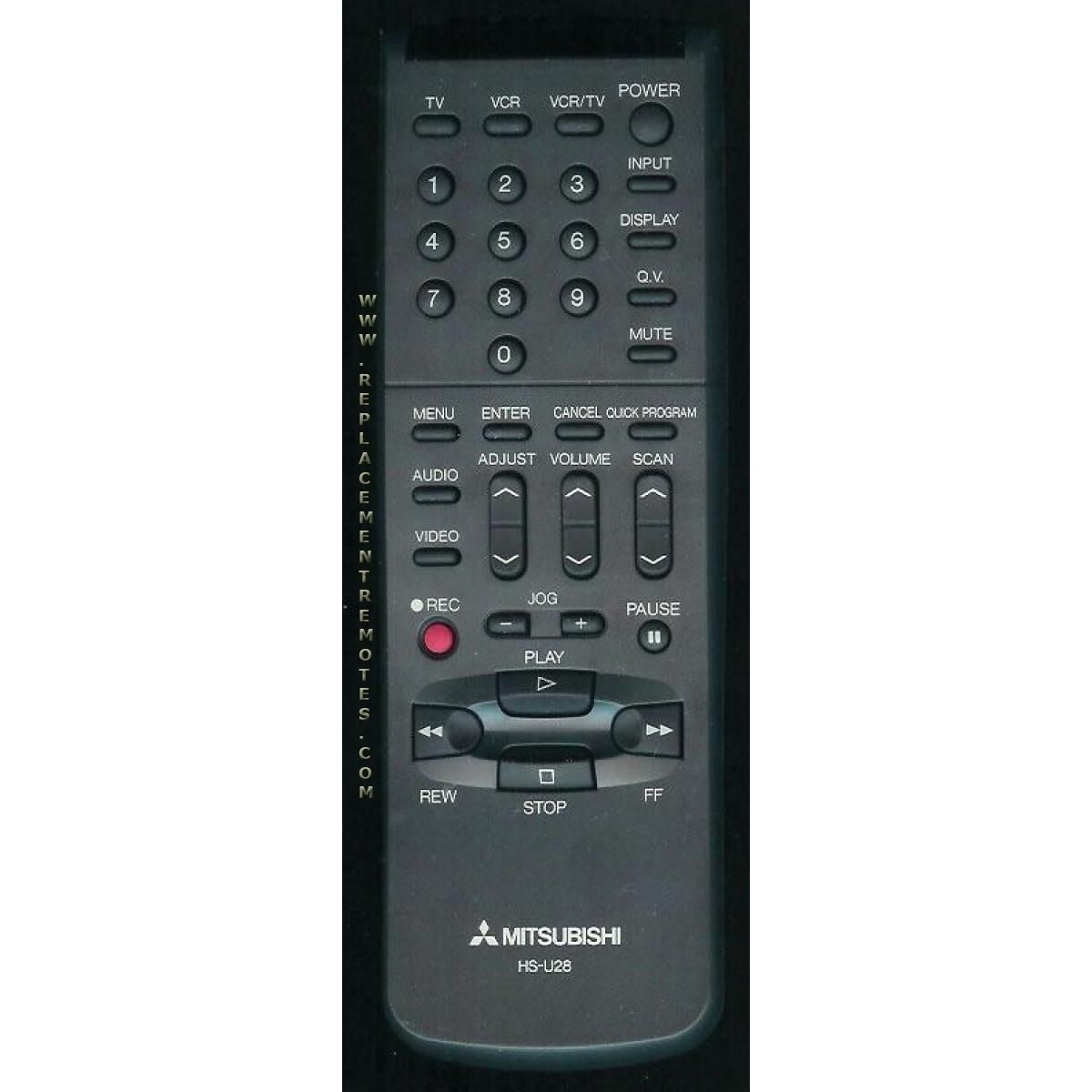 Mitsubishi HSU28 VCR Remote Control