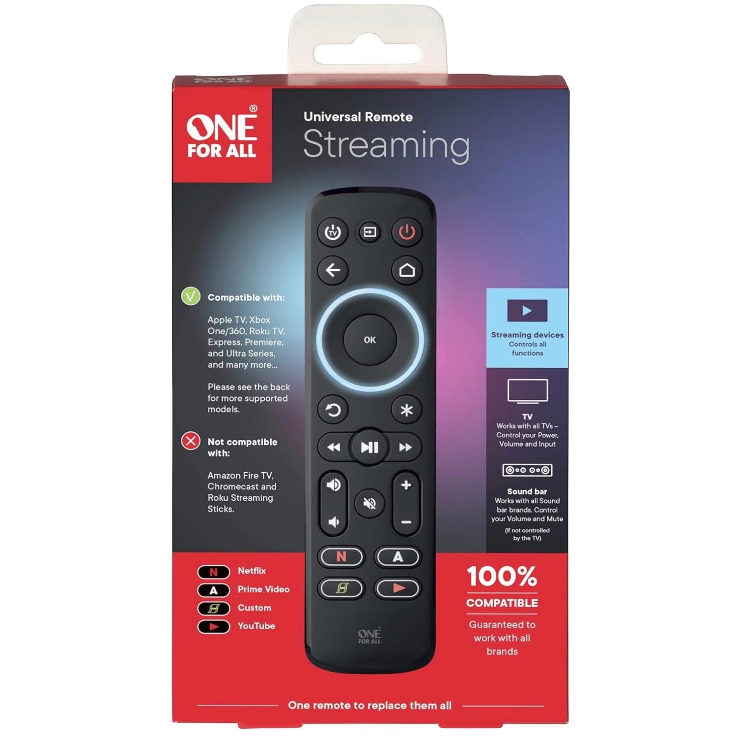 One For All URC7935 Universal IR 3 Device OFA Streamer Streaming Remote Control