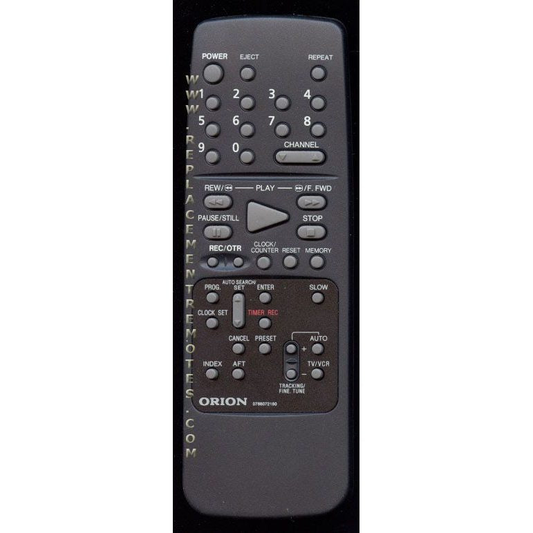 Orion 0766072160 VCR Remote Control