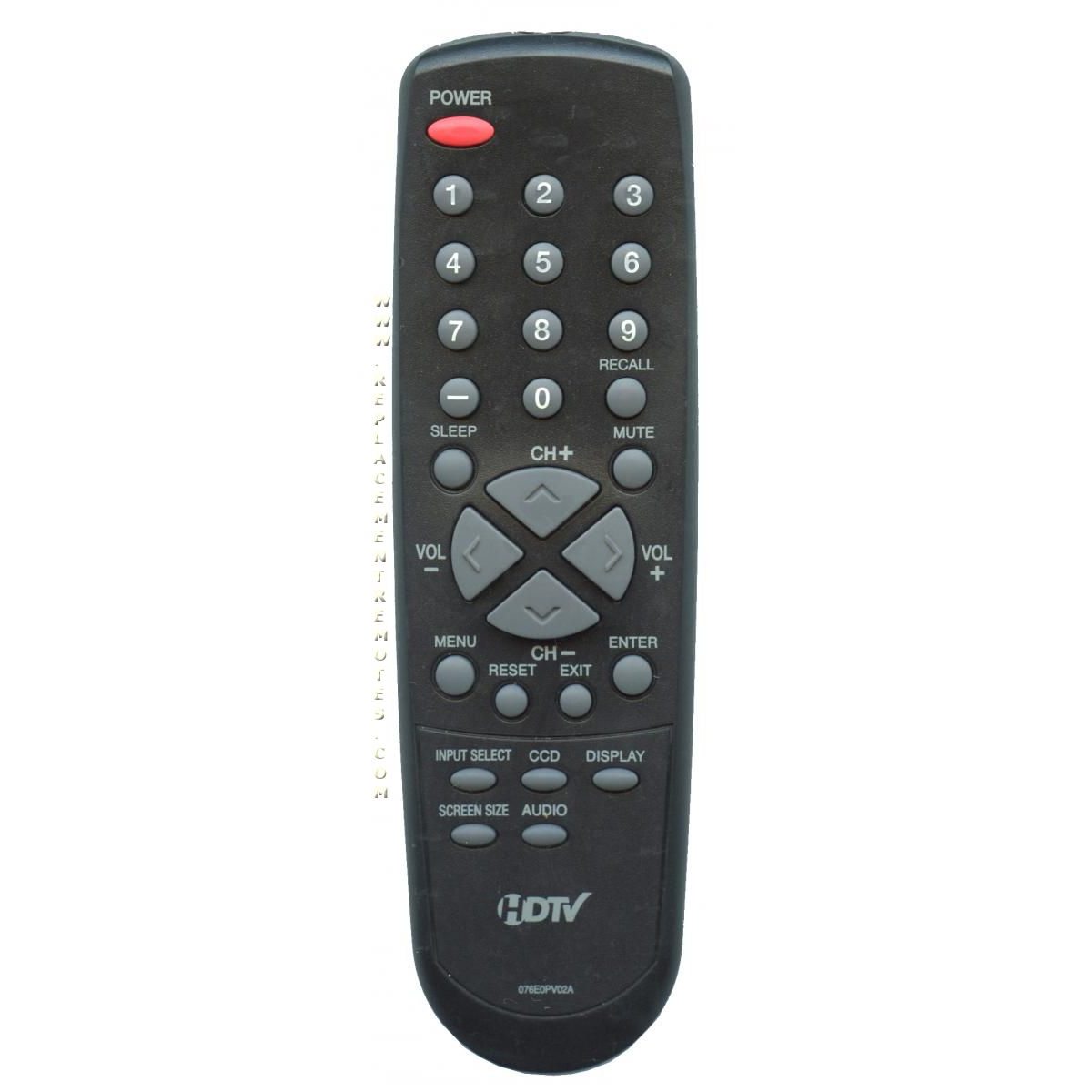 Orion 076E0PV02A TV Remote Control