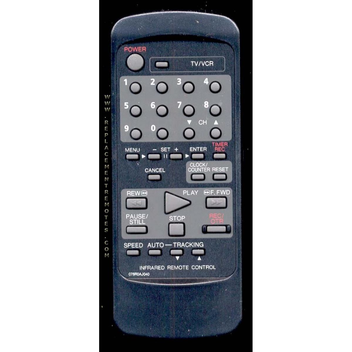 Orion 076R0AJ040 VCR Remote Control