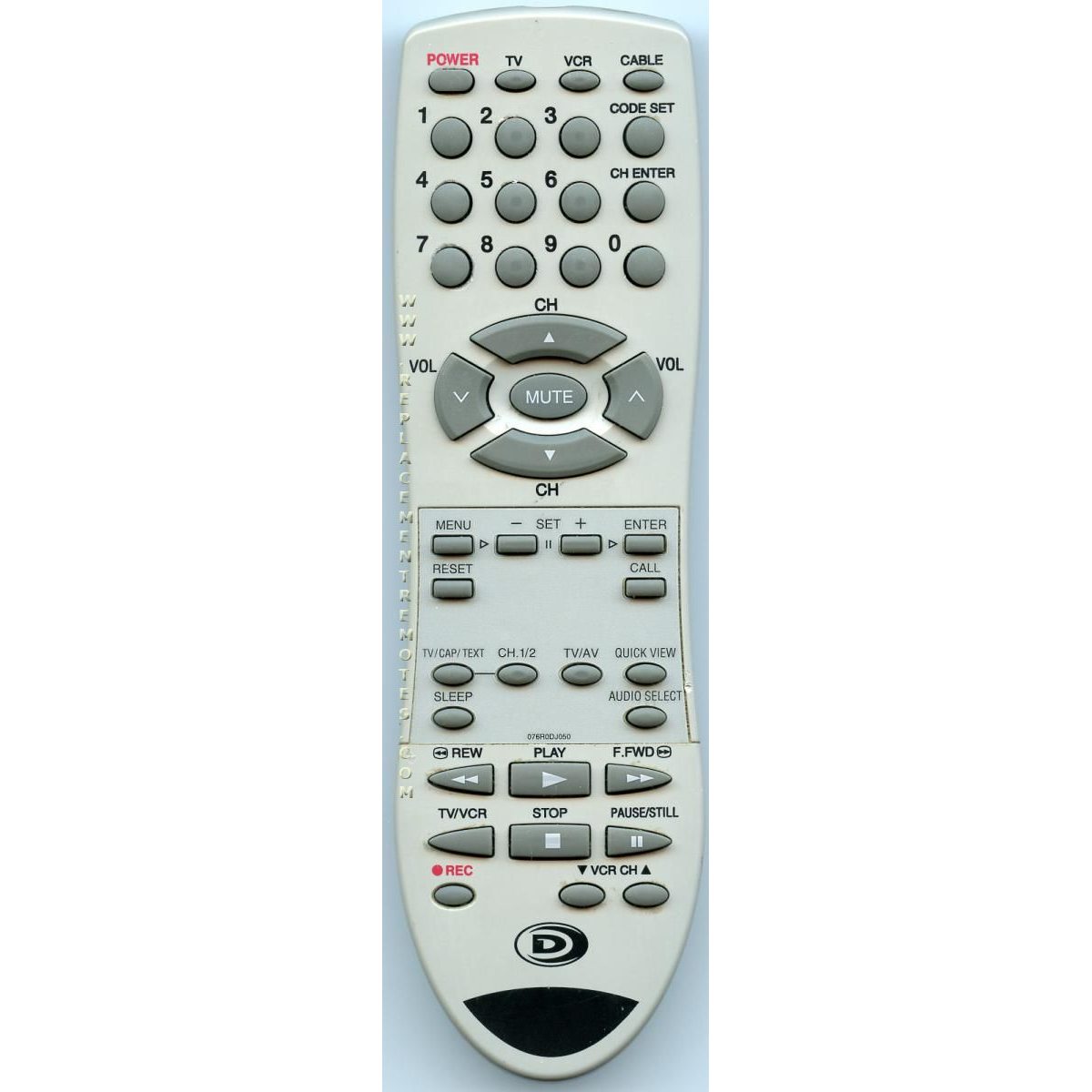 Orion 076R0DJ050 Durabrand VCR Remote Control