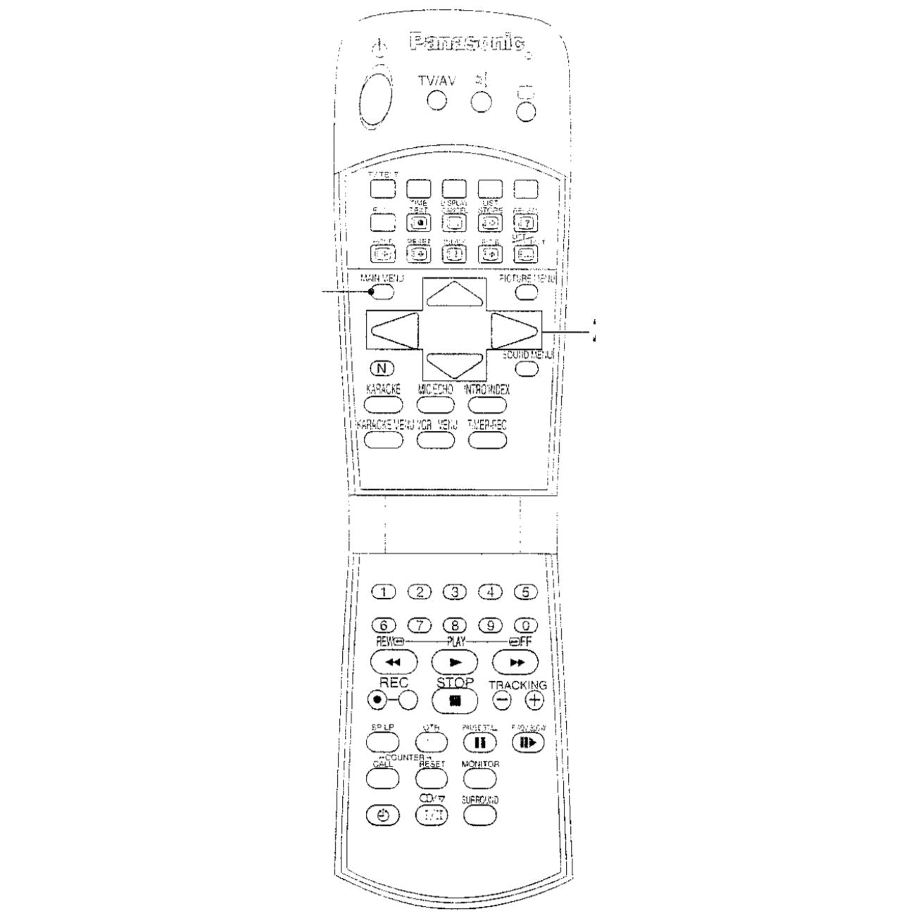 Panasonic EUR501120 TV/VCR Remote Control