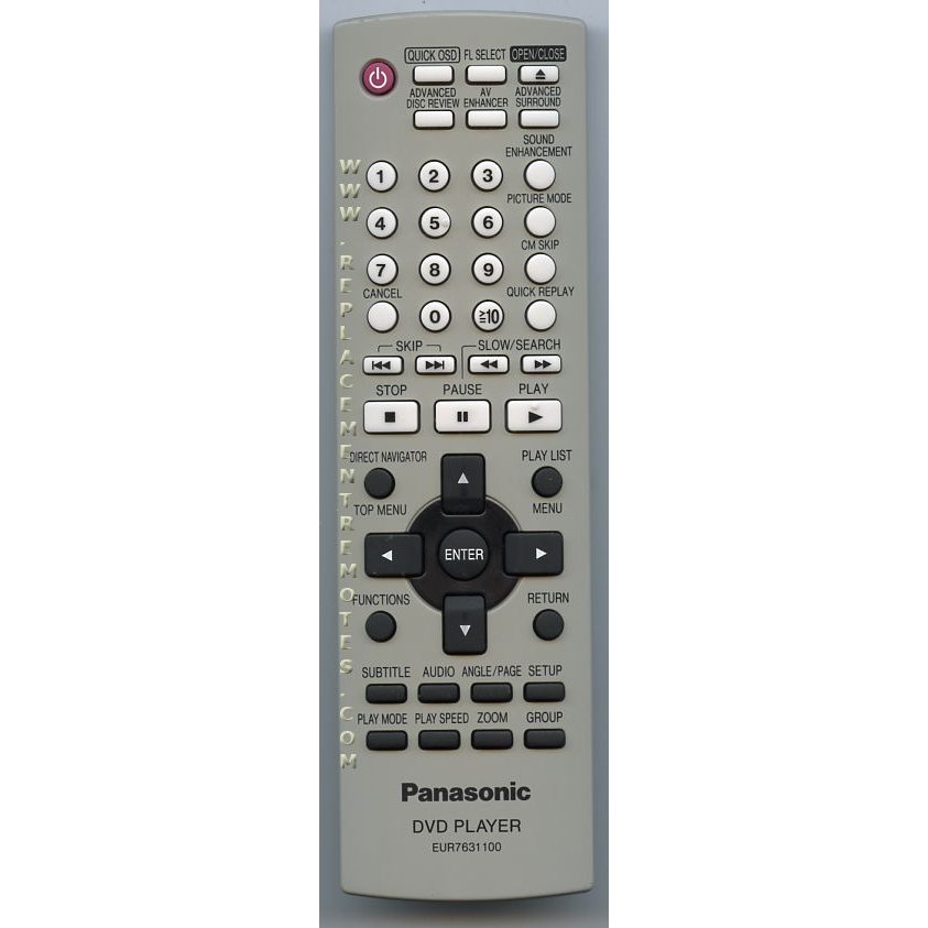 Panasonic EUR7631100 DVD Remote Control