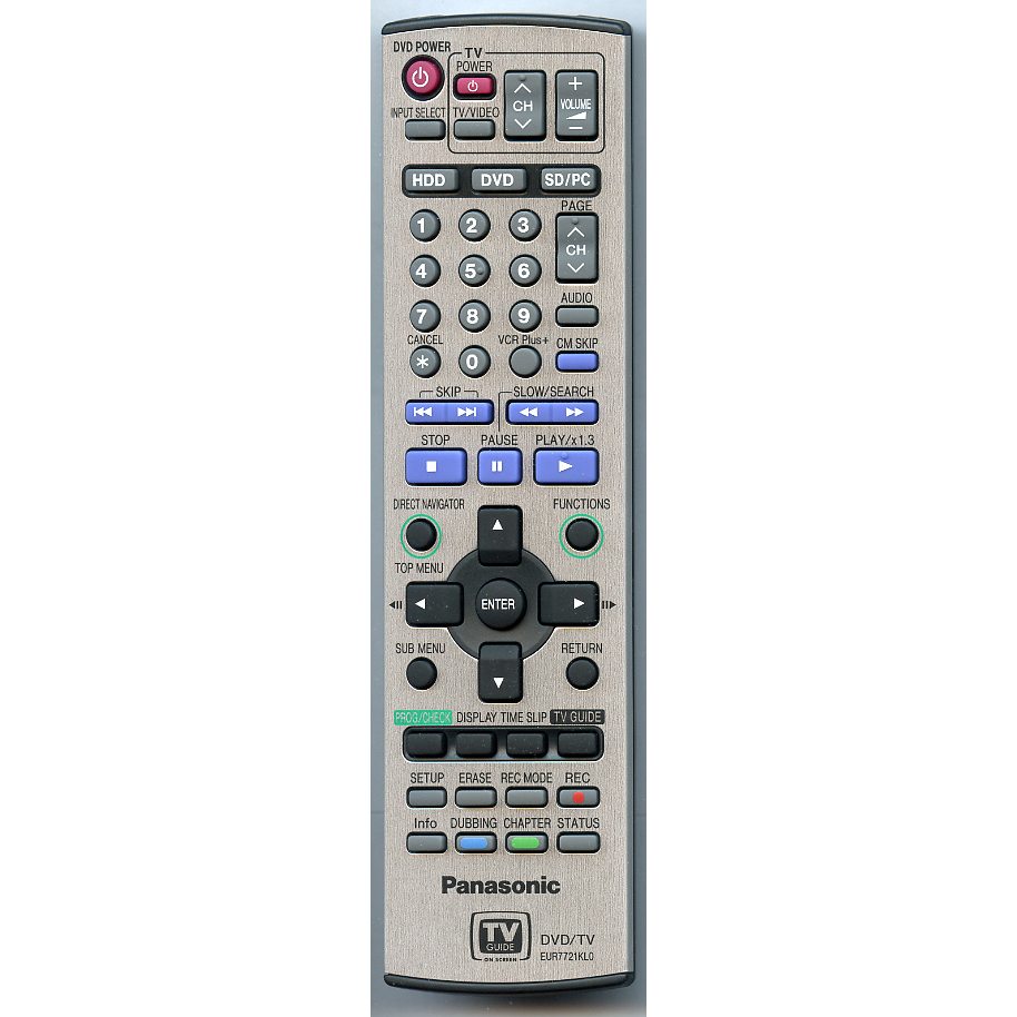 Panasonic EUR7721KL0 DVDR Remote Control