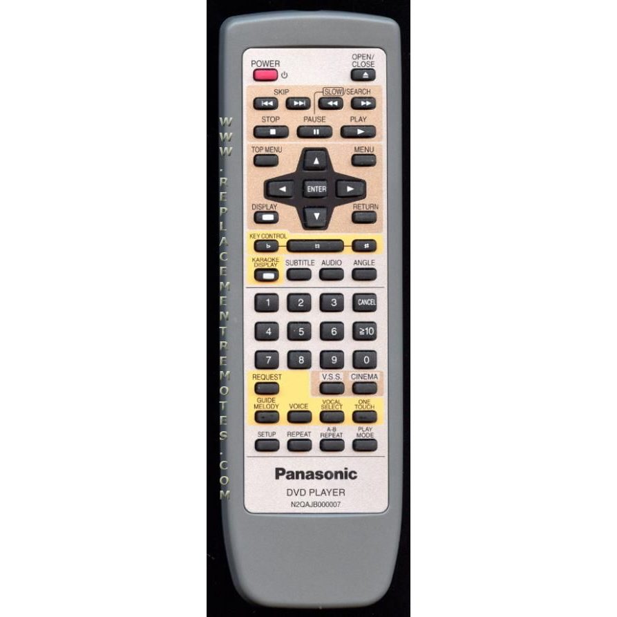 Panasonic N2QAJB000007 DVD Remote Control