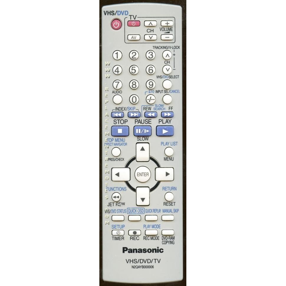 Panasonic N2QAYB000006 TV/VCR/DVD Remote Control