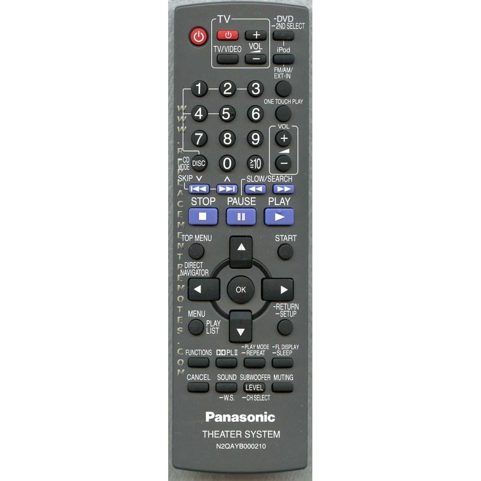 Panasonic N2QAYB000210 DVD Remote Control