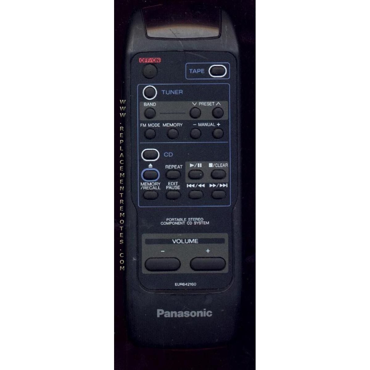 Panasonic RXDT675M65 Audio Remote Control