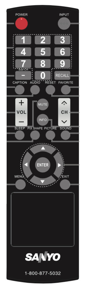 Sanyo YKF338001 TV Remote Control