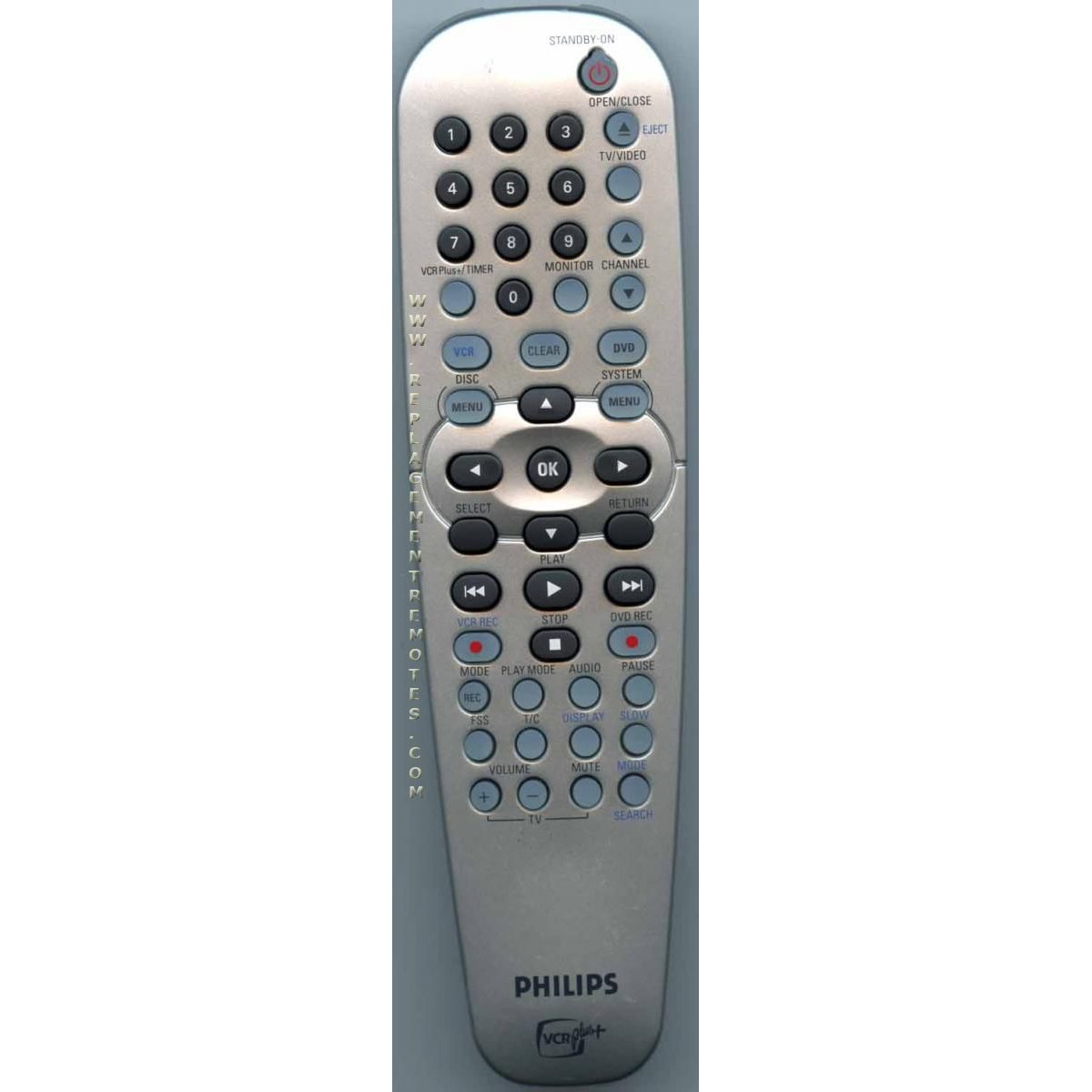 Philips 996500025429 DVD/VCR Remote Control