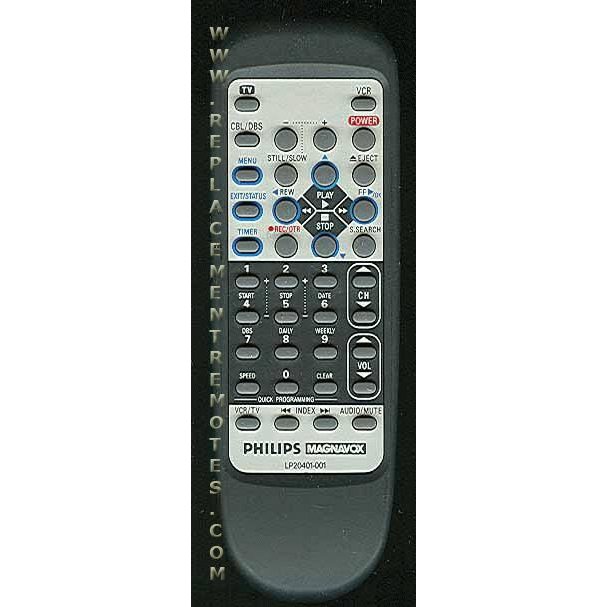 Philips-Magnavox LP20401001 VCR Remote Control