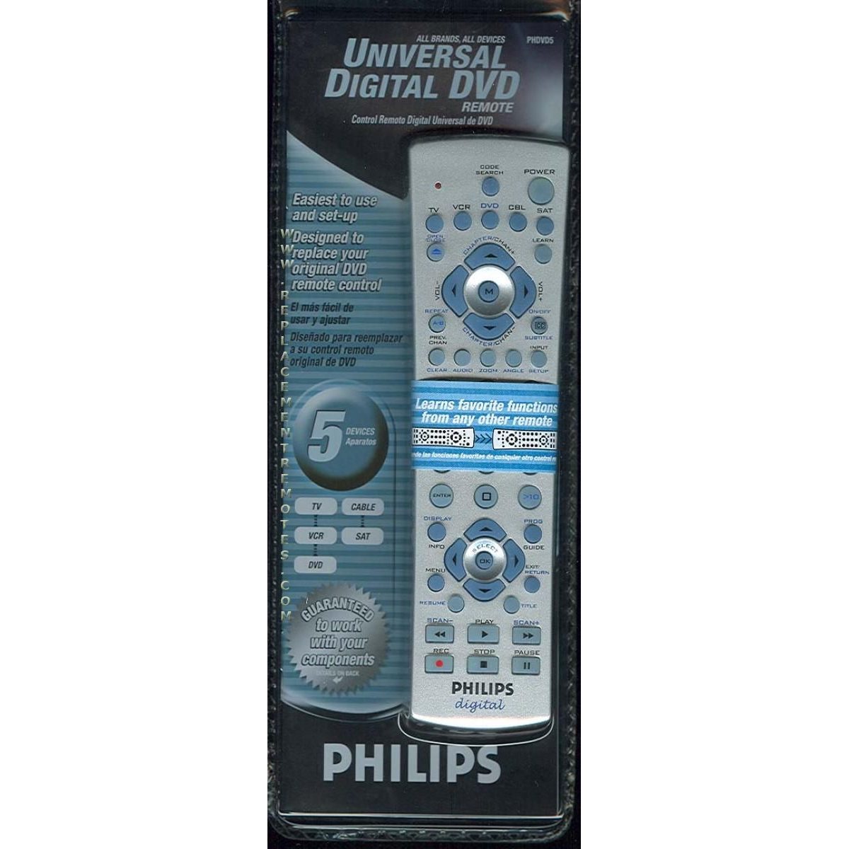 Philips PHDVD5 5-Device Universal Remote Control