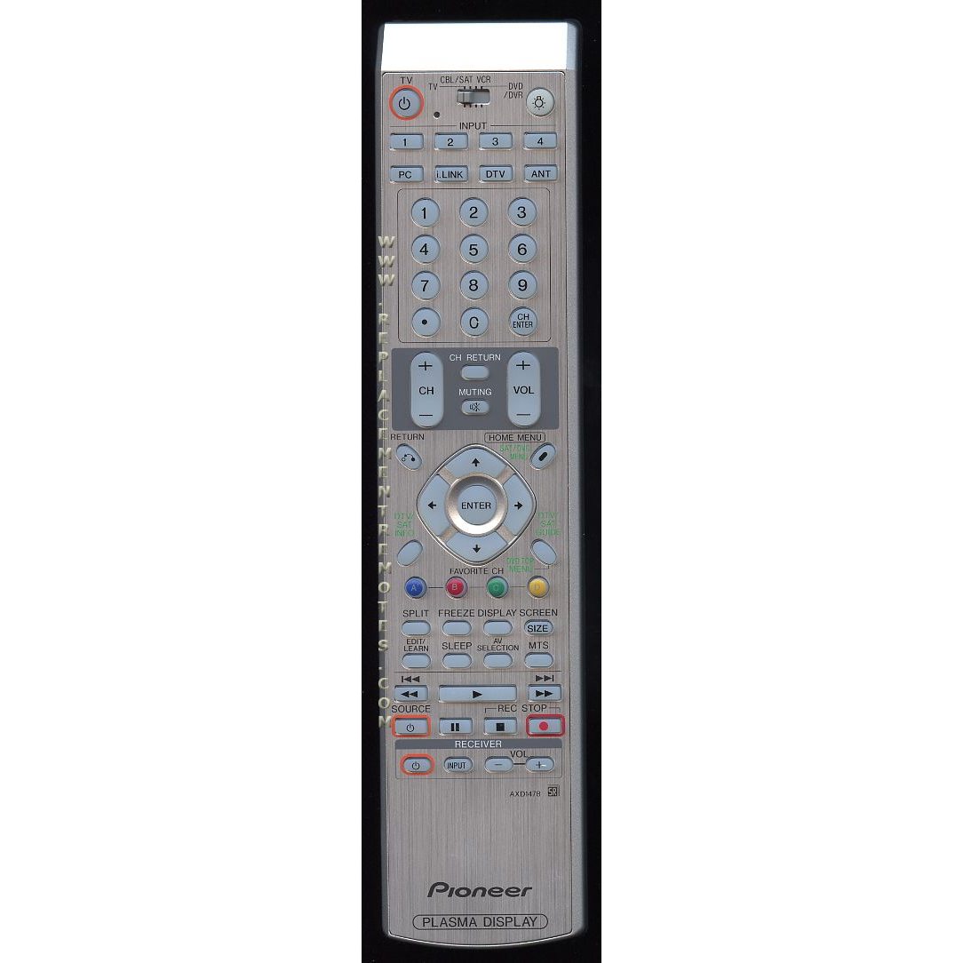 Pioneer AXD1478 Monitor Remote Control