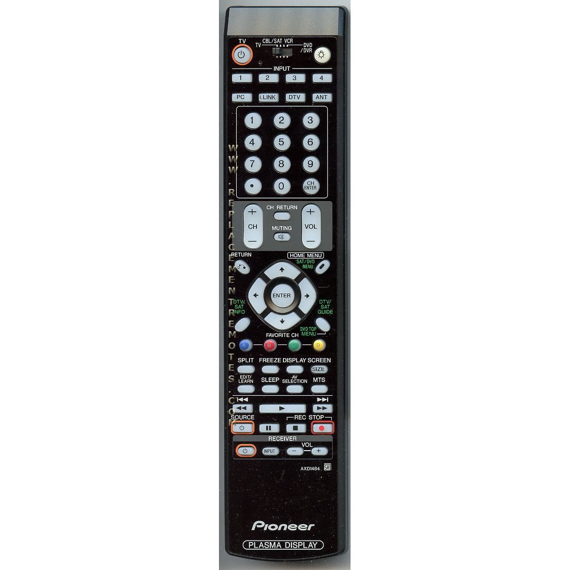 Pioneer AXD1484 Monitor Remote Control