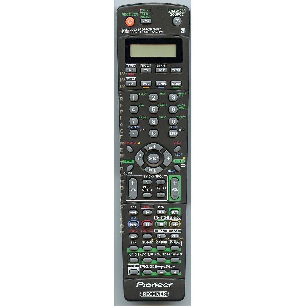 Pioneer AXD7494 Receiver Remote Control