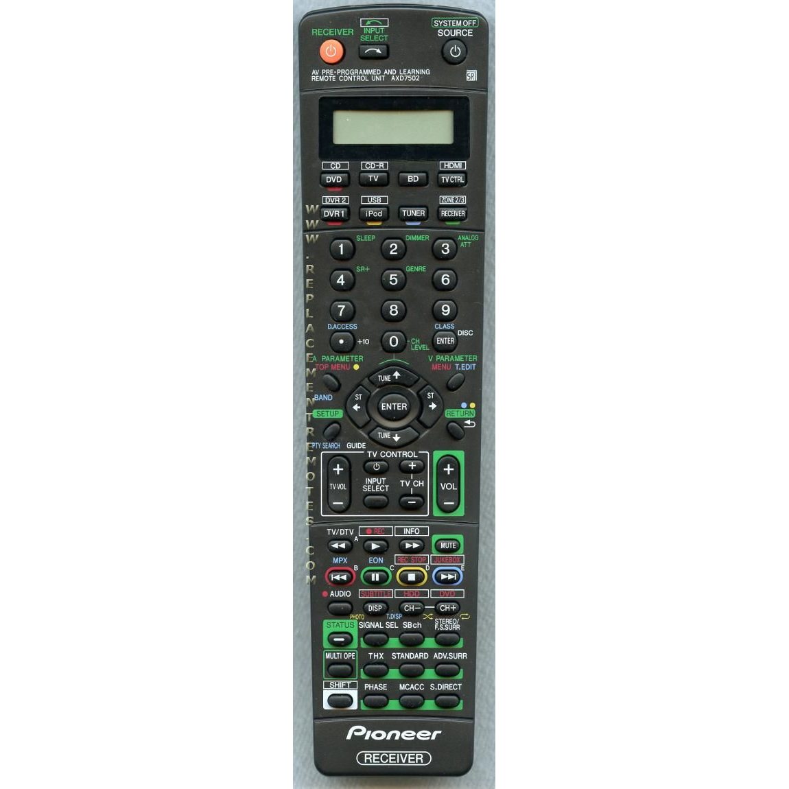 Pioneer AXD7502 Receiver Remote Control