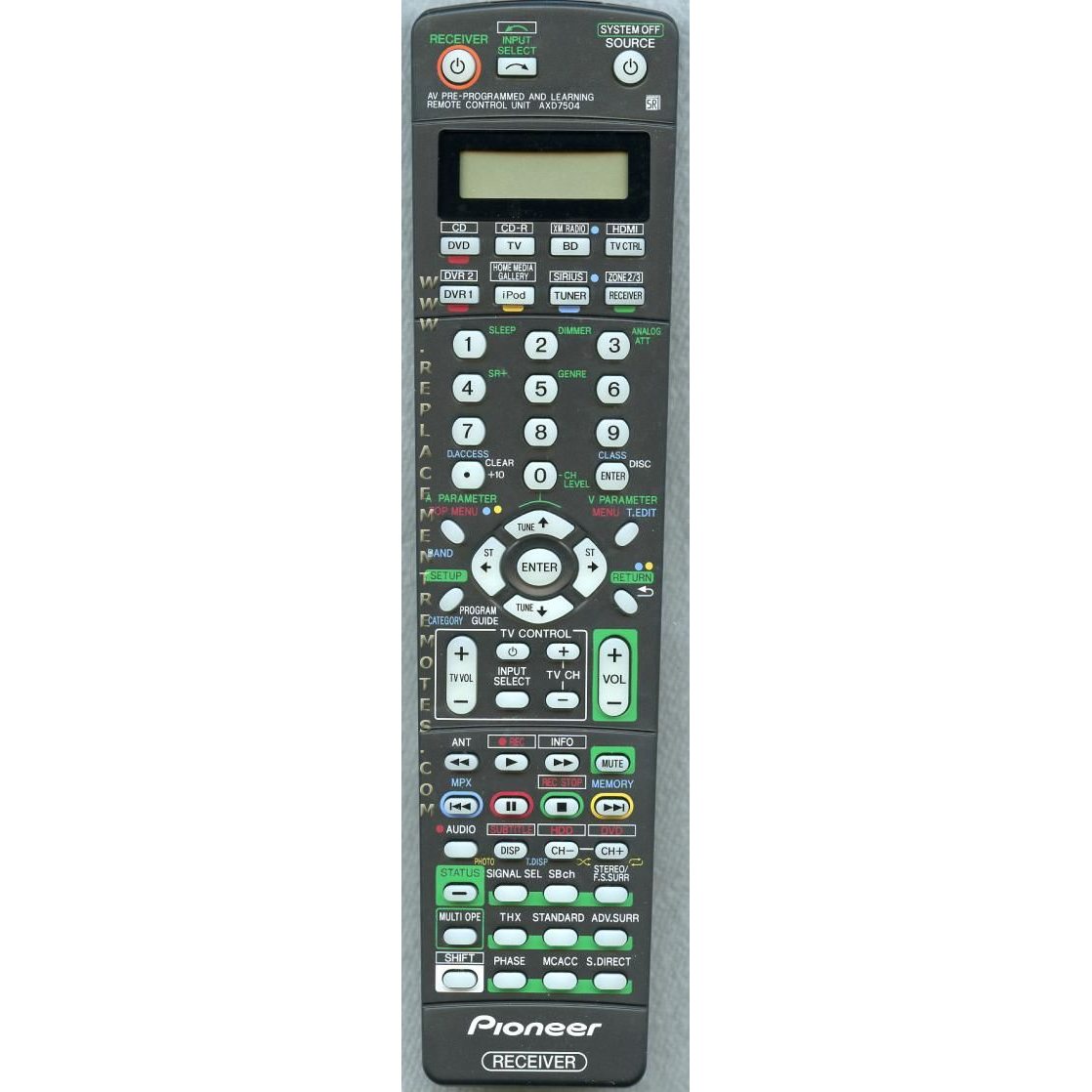 Pioneer AXD7504 Receiver Remote Control