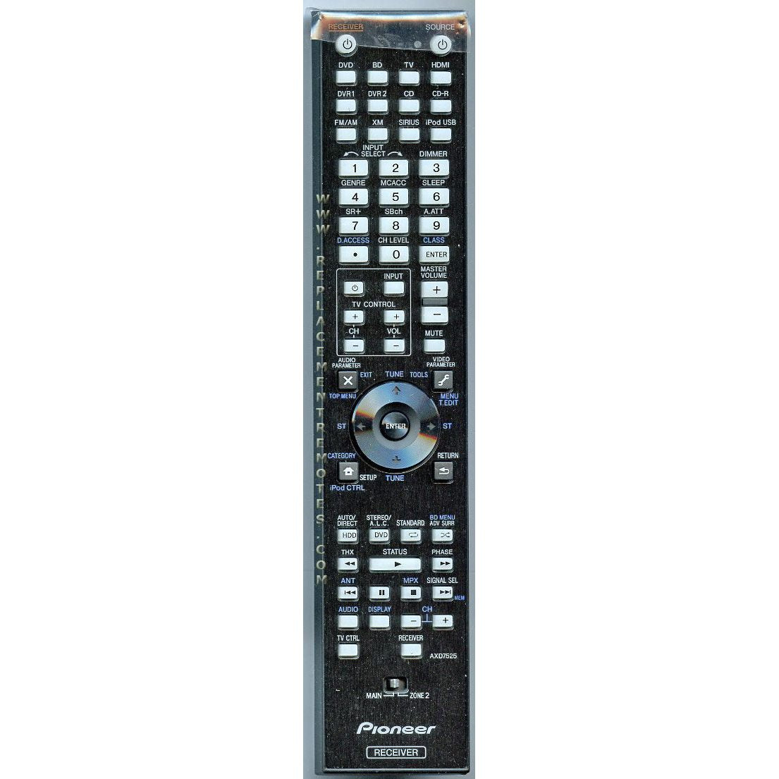 Pioneer AXD7525 Receiver Remote Control