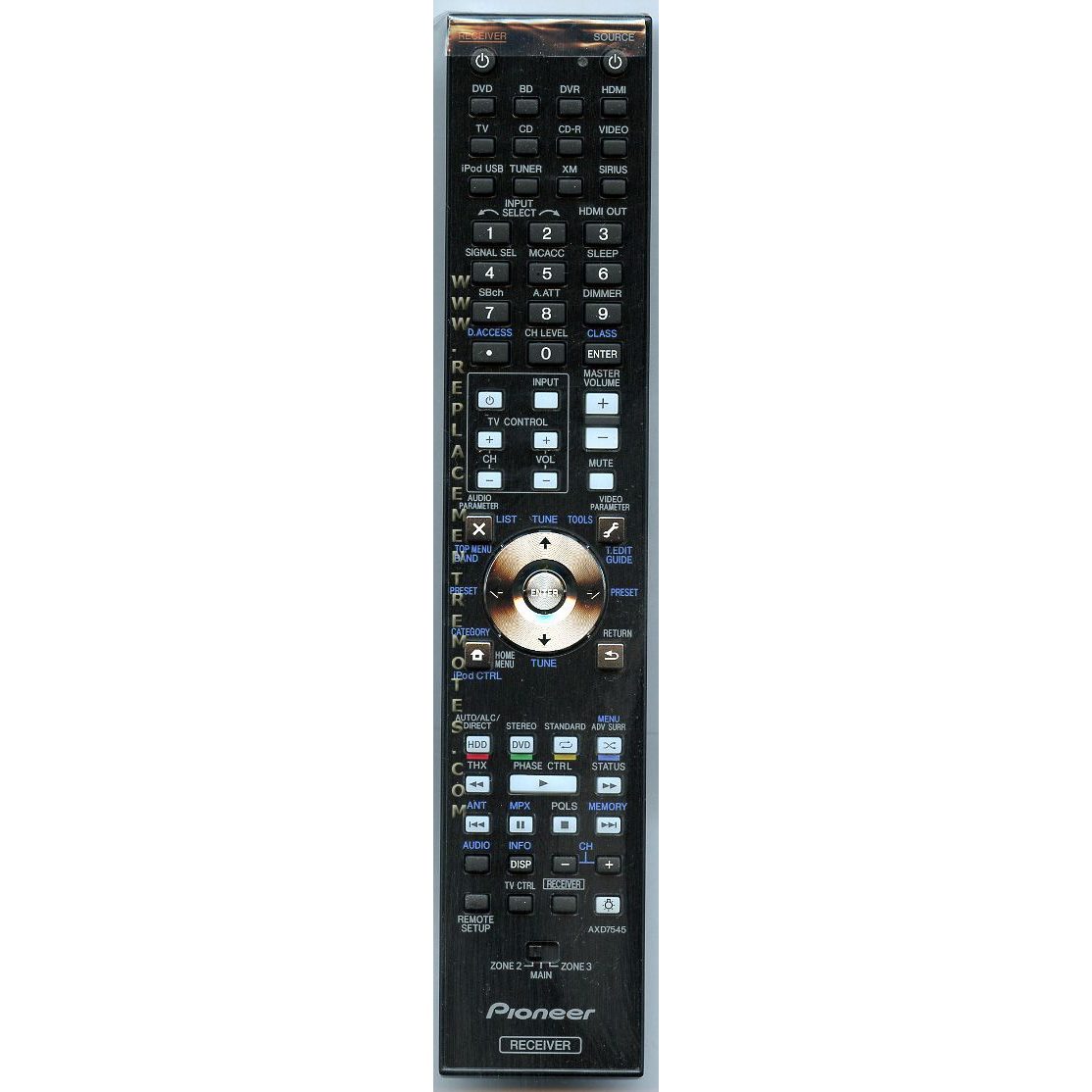 Pioneer AXD7545 Receiver Remote Control