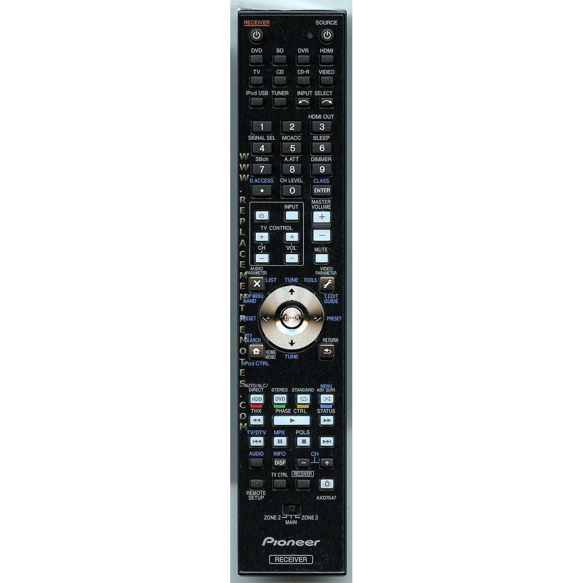 Pioneer AXD7547 Receiver Remote Control