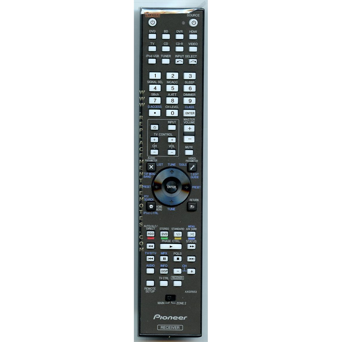 Pioneer AXD7553 Receiver Remote Control