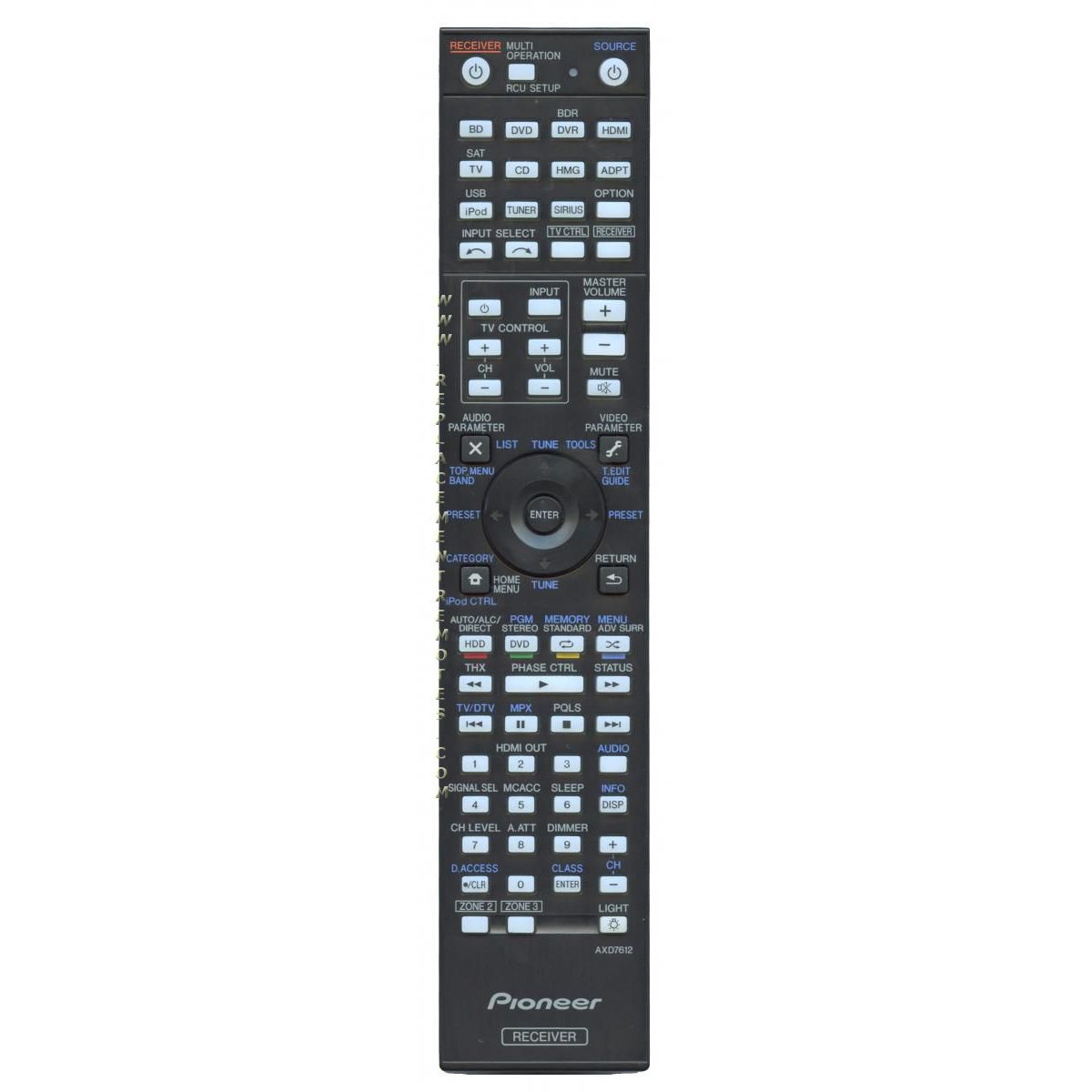 Pioneer AXD7612 Receiver Remote Control