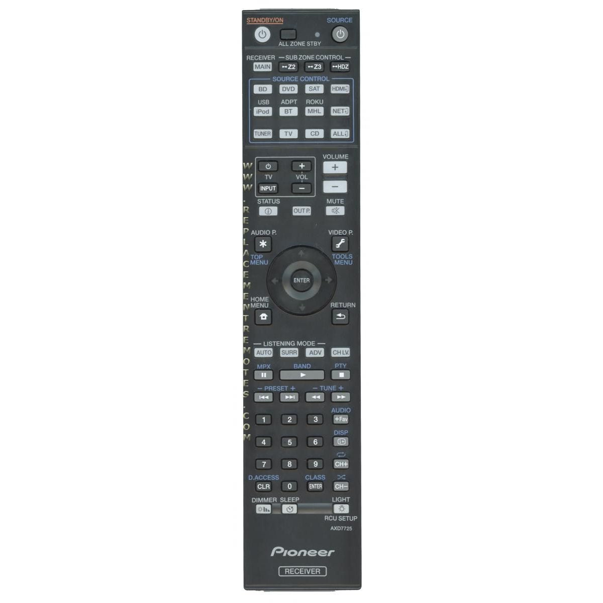 Pioneer AXD7725 Receiver Remote Control