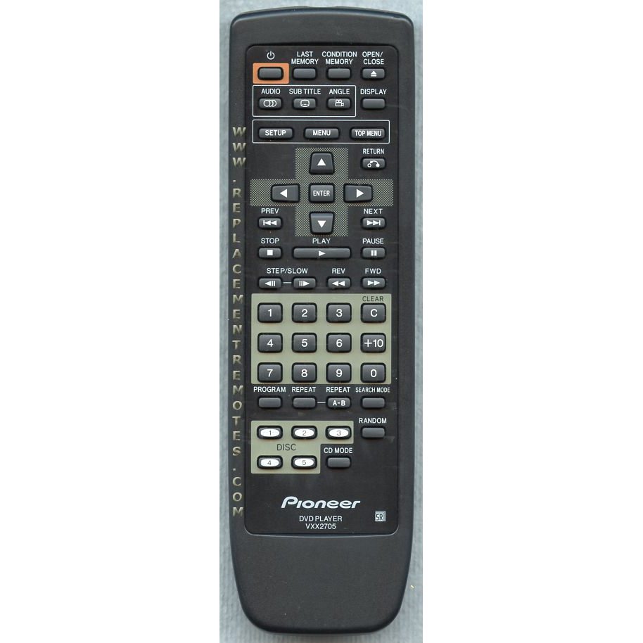 Pioneer VXX2705 5-Disc DVD Player Remote Control - VXX2705