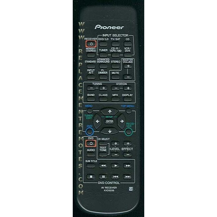 Pioneer XXD3038 Receiver Remote Control