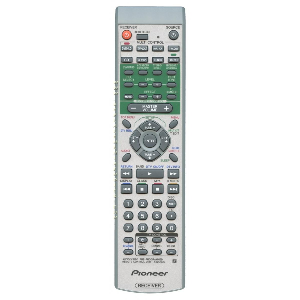 Pioneer XXD3075 Receiver Remote Control