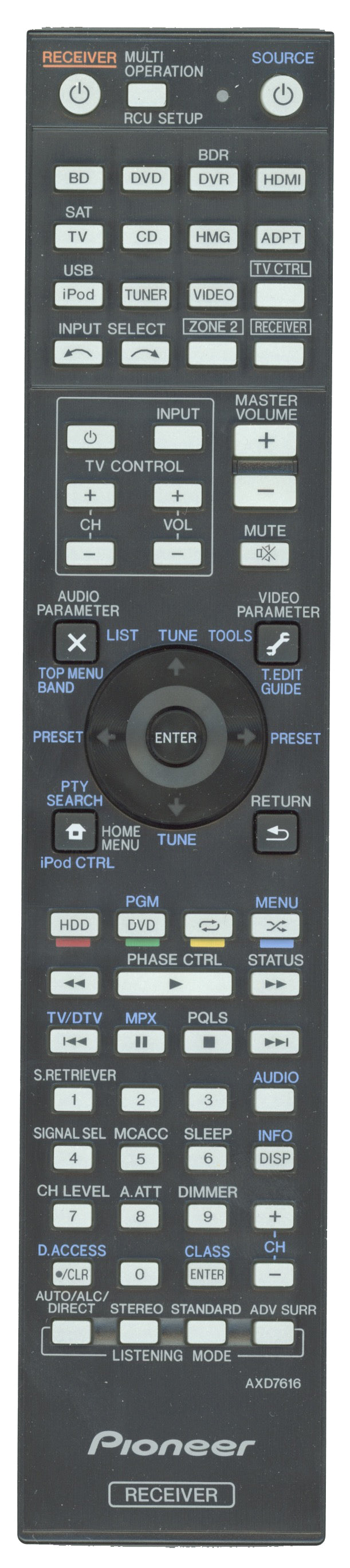 Pioneer AXD7616 Receiver Remote Control