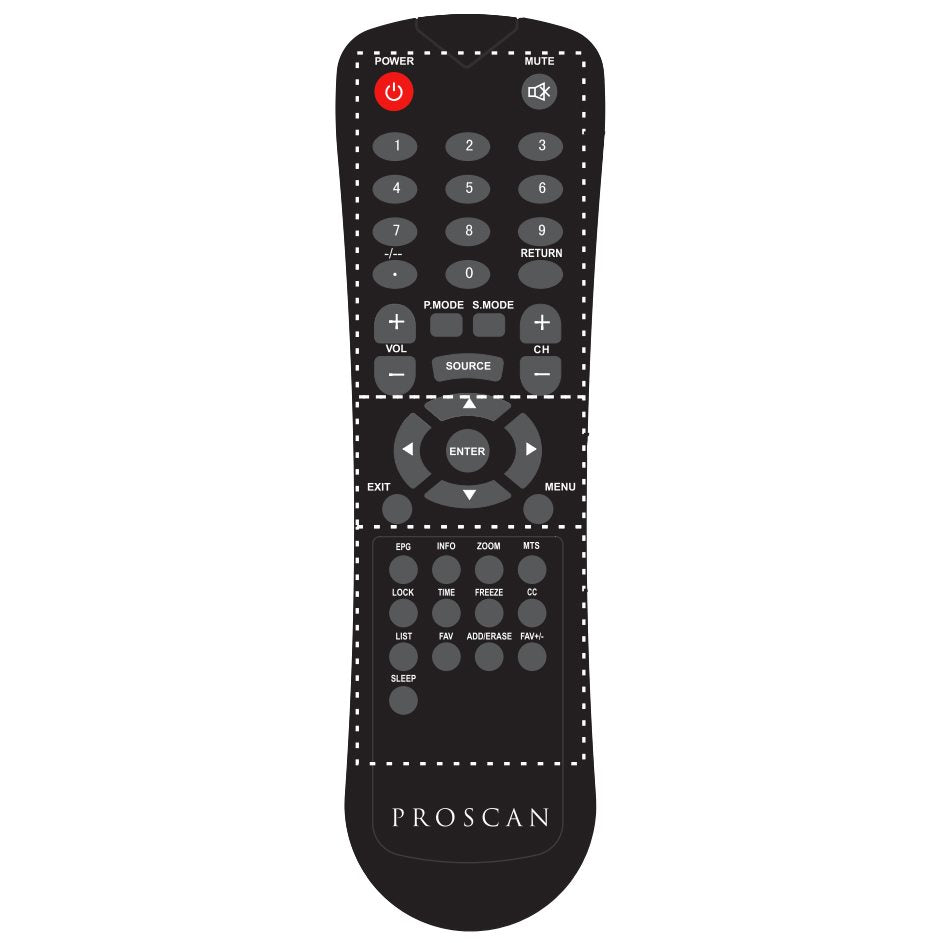 Proscan PLED2435AC TV Remote Control