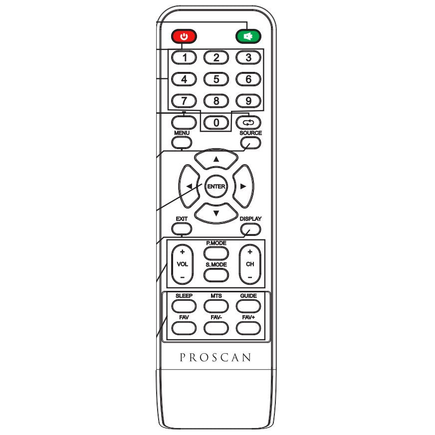 Proscan PLED2435AE TV Remote Control