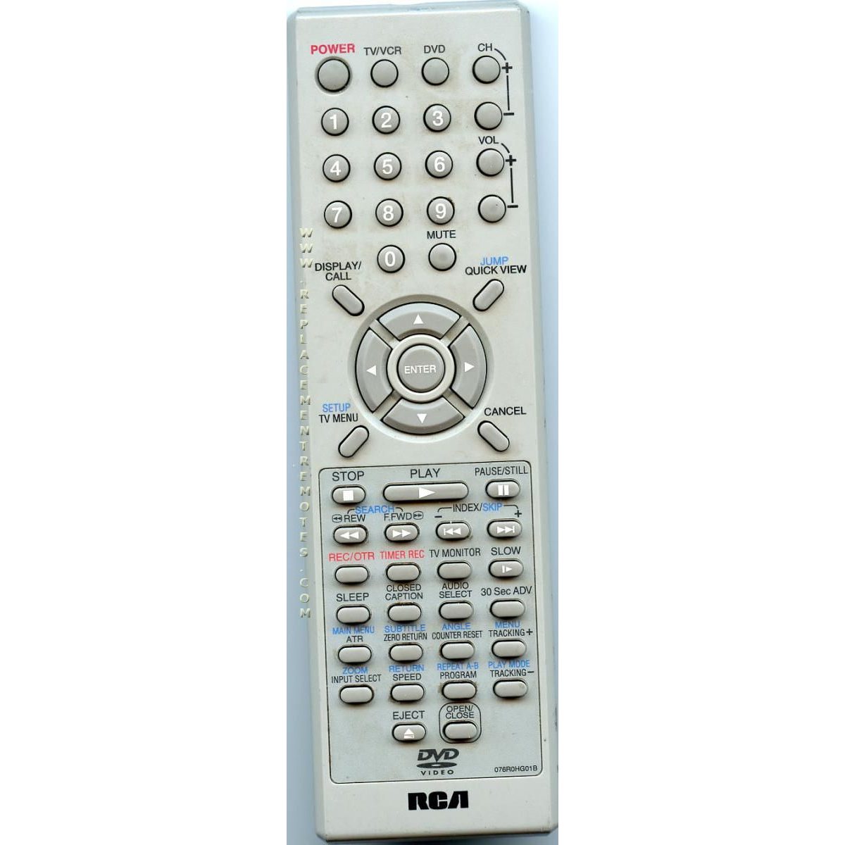 RCA 076R0HG01B DVD Remote Control