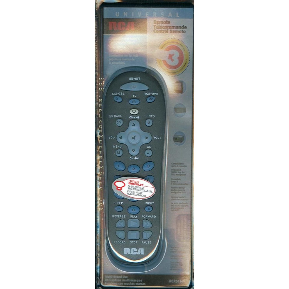 RCA RCR311W 3-Device Universal Remote Control