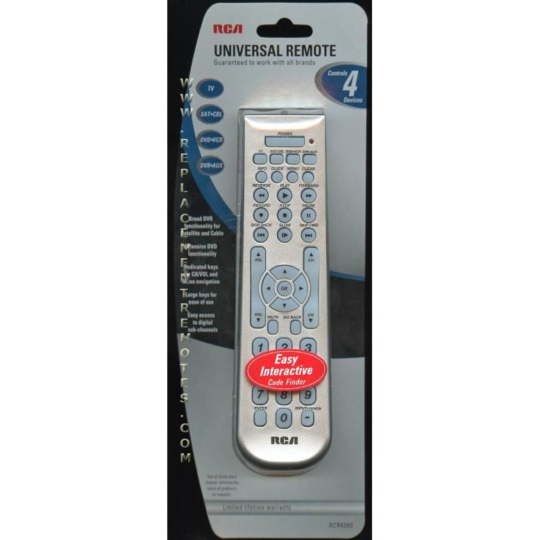 RCA RCR4383 4-Device Universal Remote Control