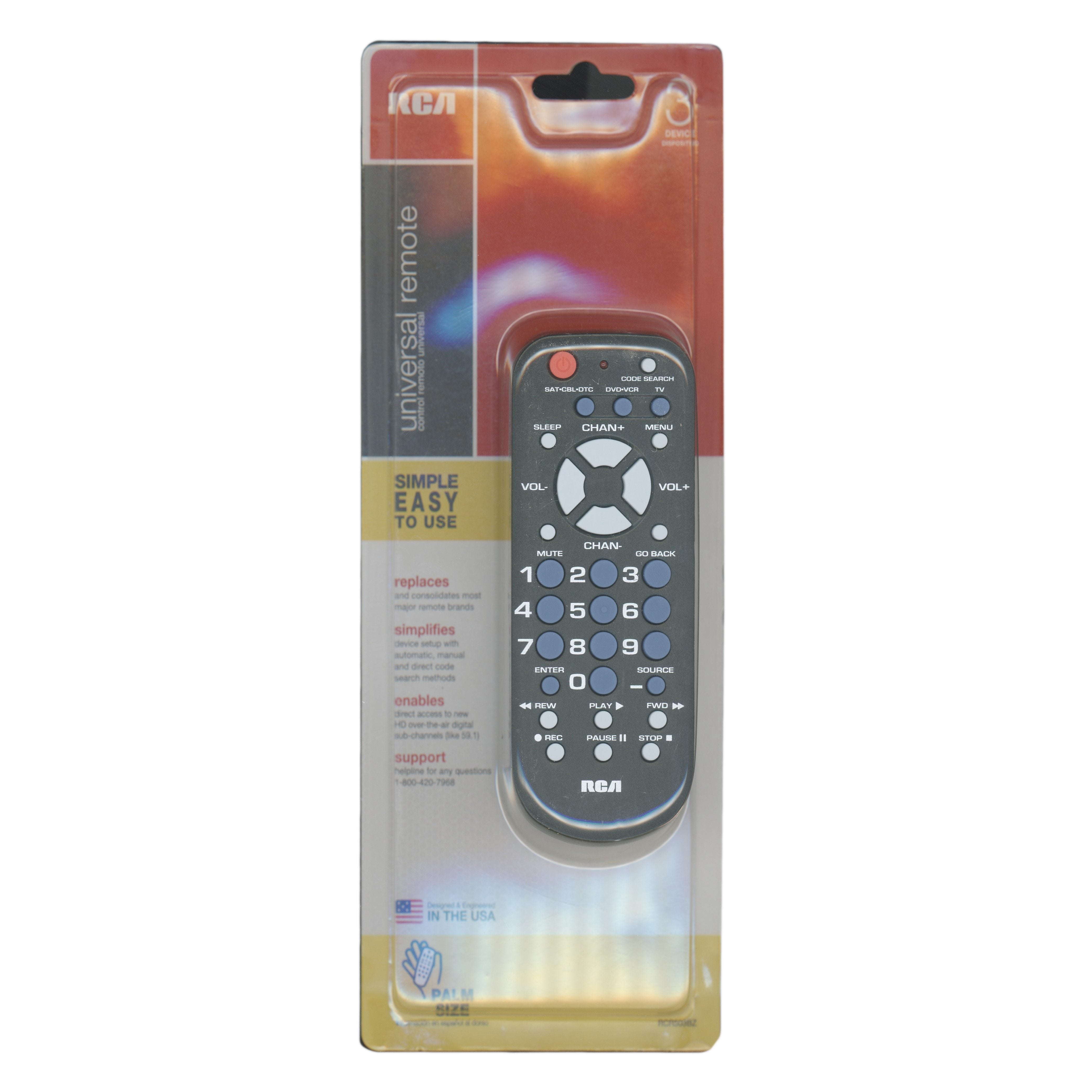 RCA RCR503BR/RCR503BZ 3-Device Universal Remote Control