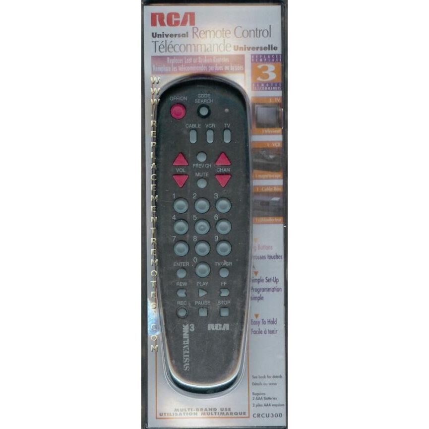 RCA RCU300 3-Device Universal Remote Control