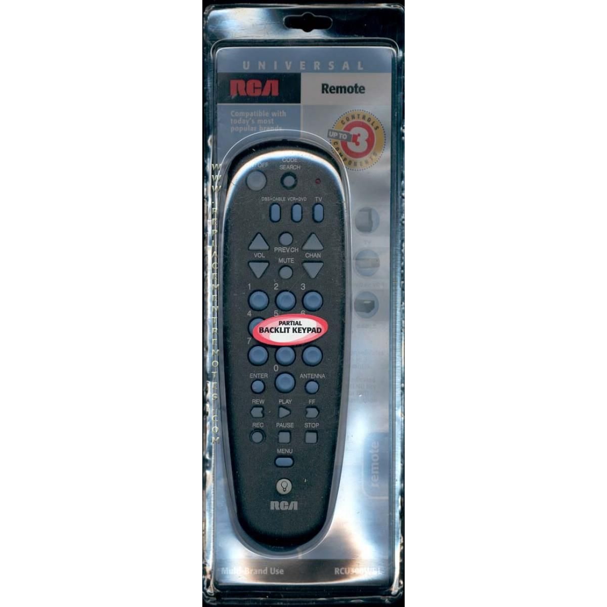 RCA RCU300WBL 3-Device Universal Remote Control