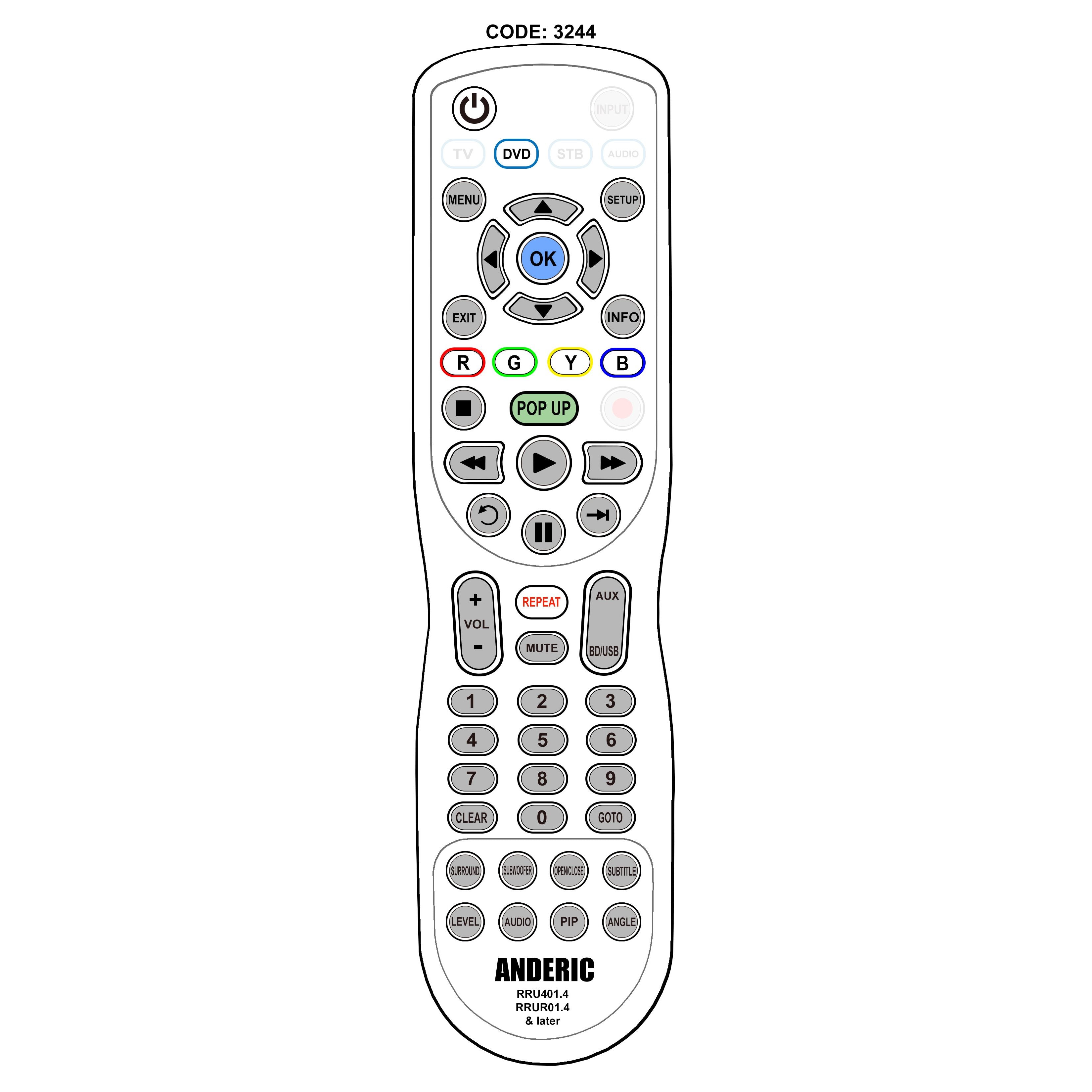 RCA RTB1023 REMOTE Blu-ray Remote Control