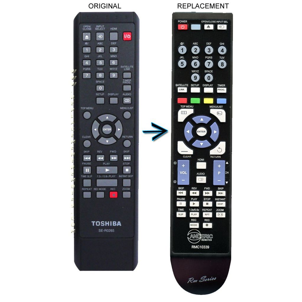 Anderic RMC10339 for Toshiba SER0265 DVDR Remote Control