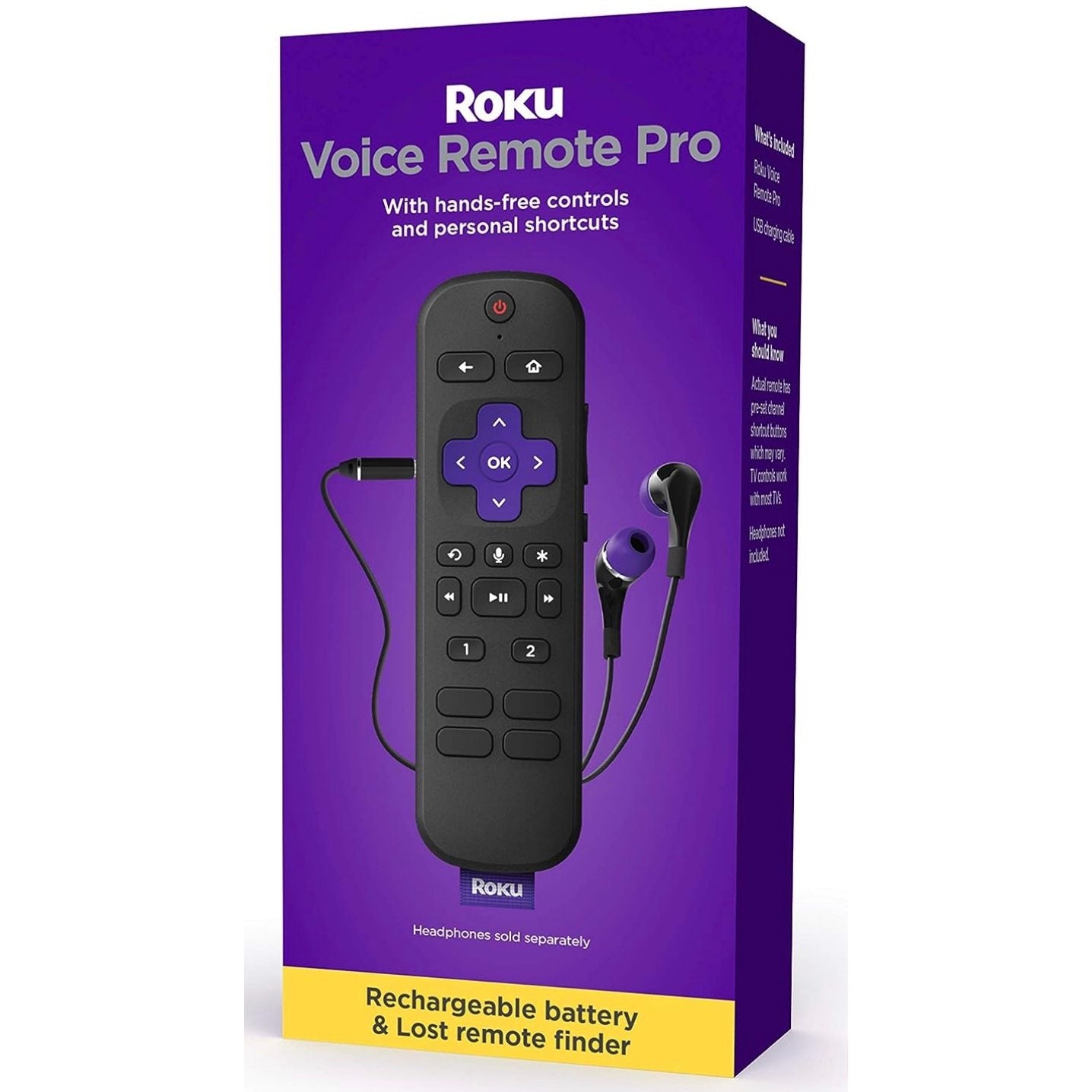 Roku RC-S01R Universal Rechargeable with Headphone Lost Remote Finder Headphone Streaming Remote Control