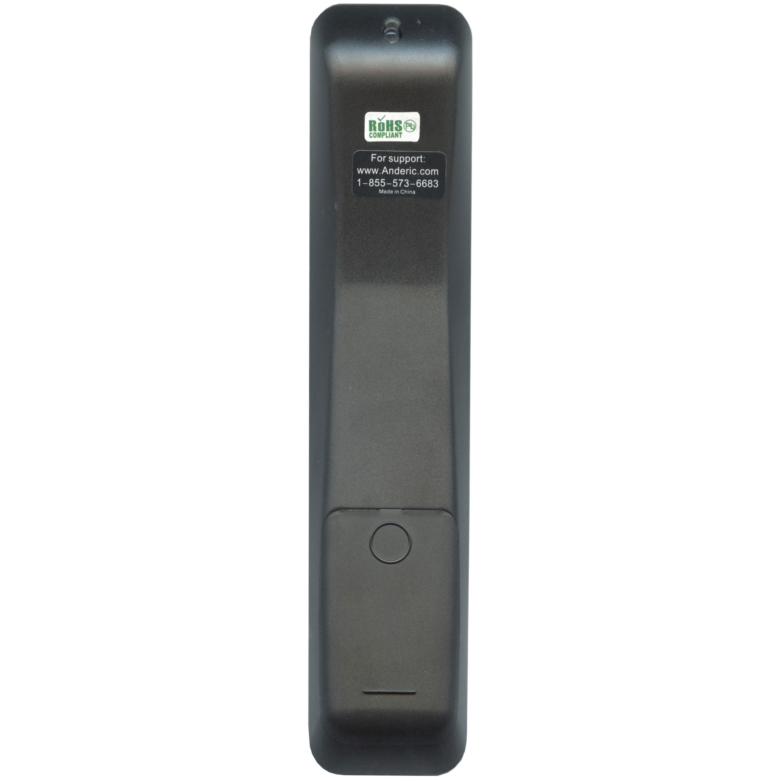 The Anderic RR20QP80 black RCA remote control is a perfect replacement for your Proscan TV/DVD Combo, featuring a back view label with support website and phone number.