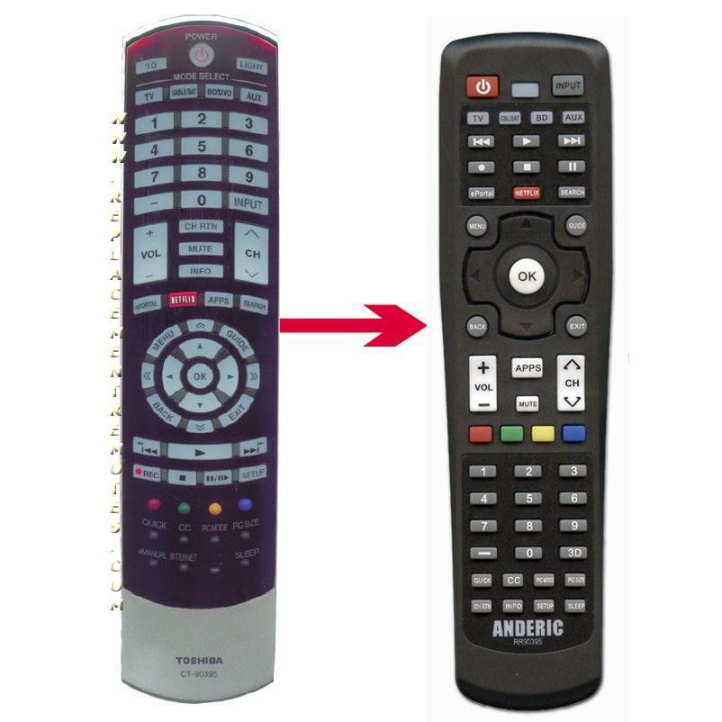 Anderic CT90395 For Toshiba Smart TV Remote Control - RR90395