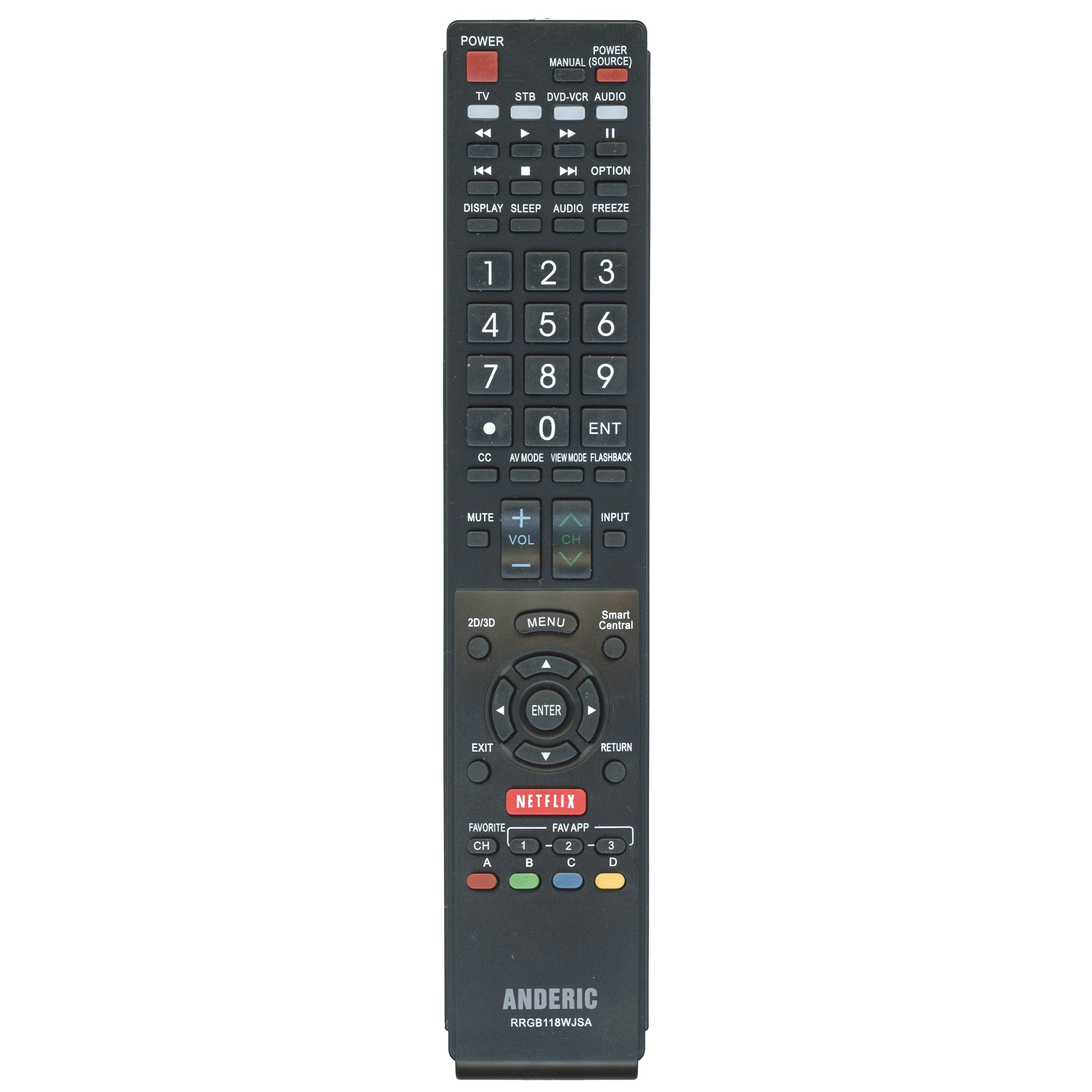 Anderic RRGB118WJSA for Sharp TV Remote Control