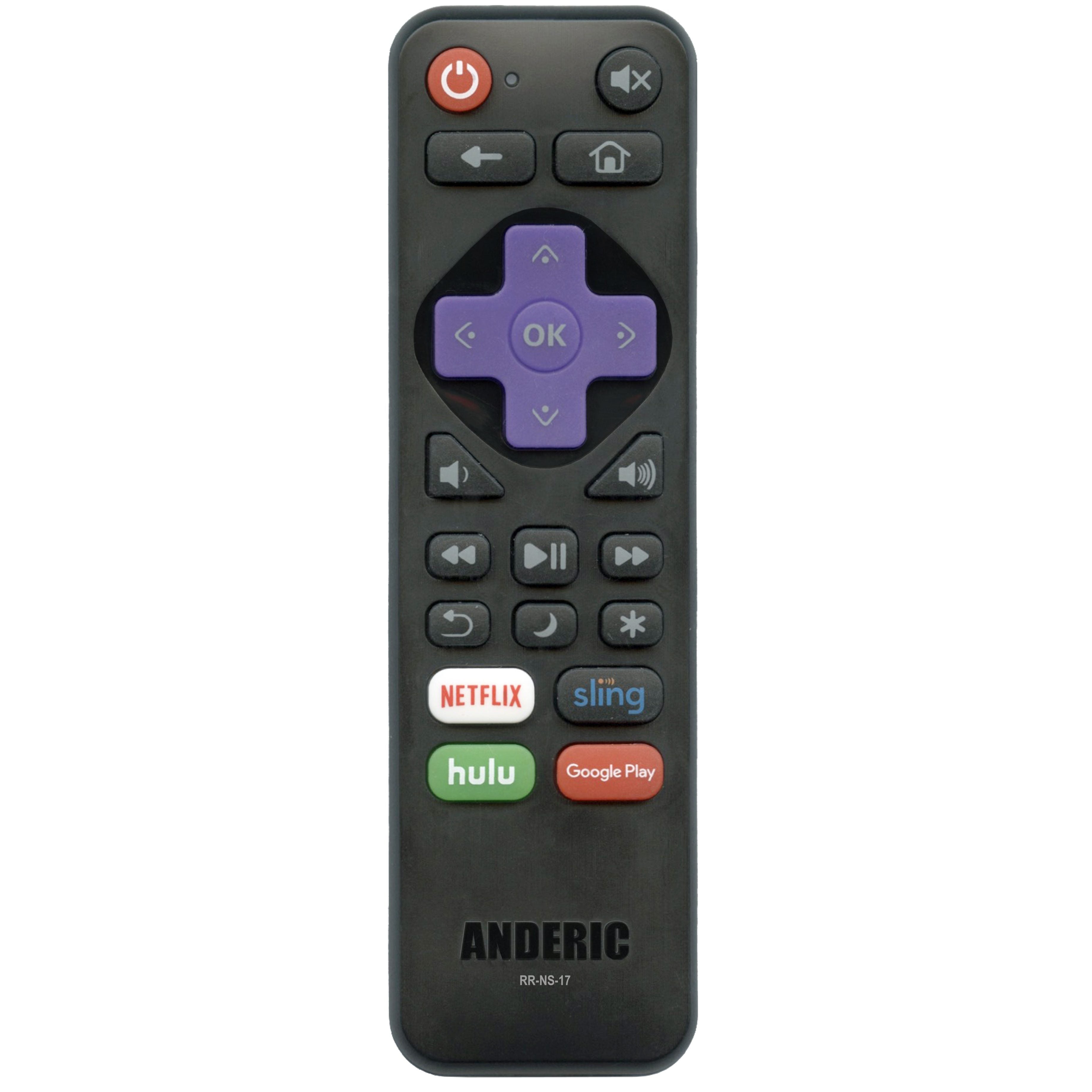 Anderic RRNS17 for Insignia Roku Enhanced TV Remote Control